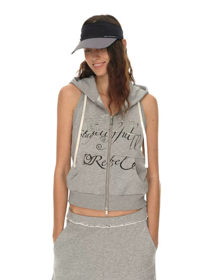 Sleeveless Hoodie &amp; Flared Pants Set