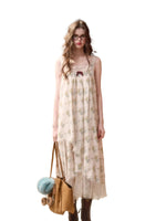 Faux-Layer Lace Trim Chiffon Slip Dress
