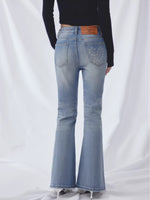 Light Blue Rhinestone Flared Jeans