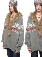 Fair Isle Cat Jacquard Cardigan