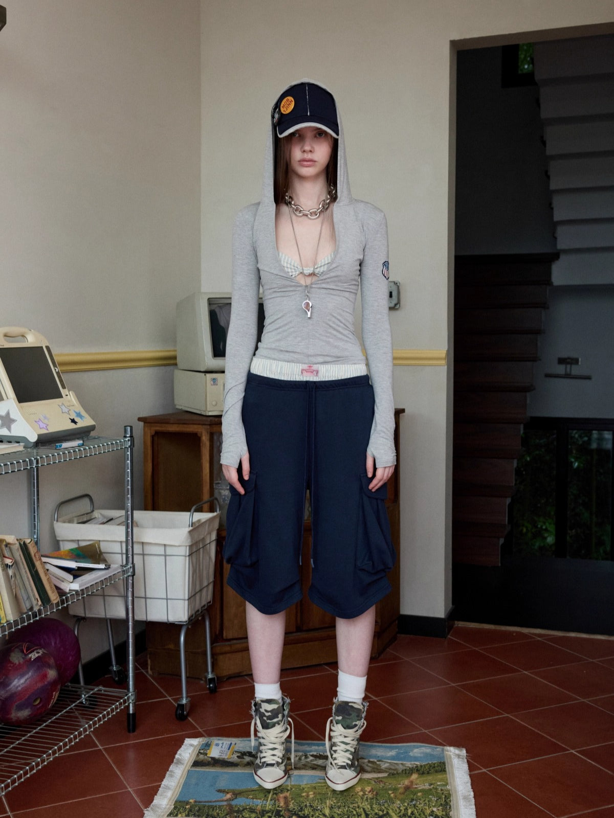 Striped Cotton Lounge Shorts