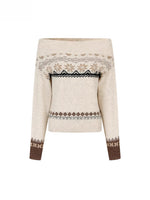 Fair Isle Color-Blocked Wool Blend Knit Top