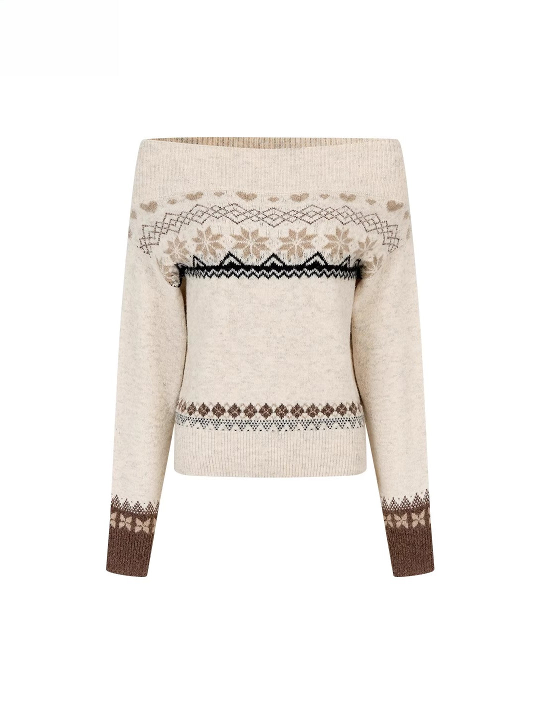 Fair Isle Color-Blocked Wool Blend Knit Top