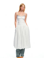 Color - Block Splicing Strappy Puff Dress