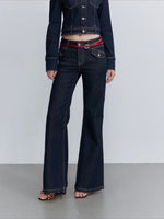 Contrast Stitch Flared Jeans