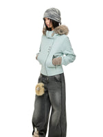 Hooded Cropped Fur Trim Jacket