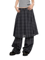 Plaid Pleated Layered Pants