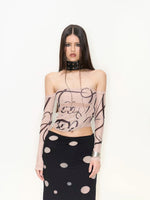 Printed Cowl Off-Shoulder Top