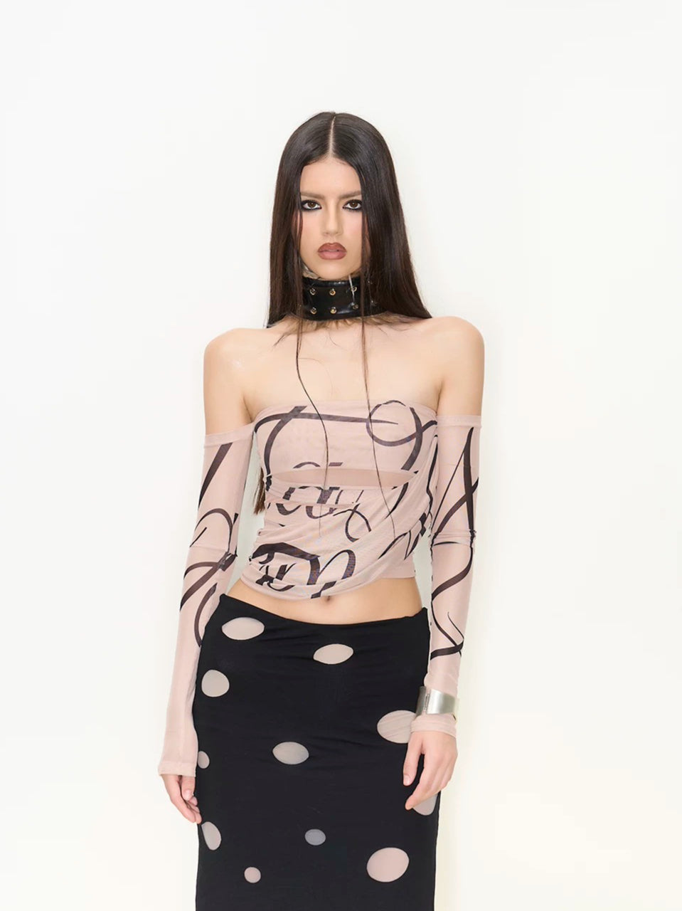 Printed Cowl Off-Shoulder Top