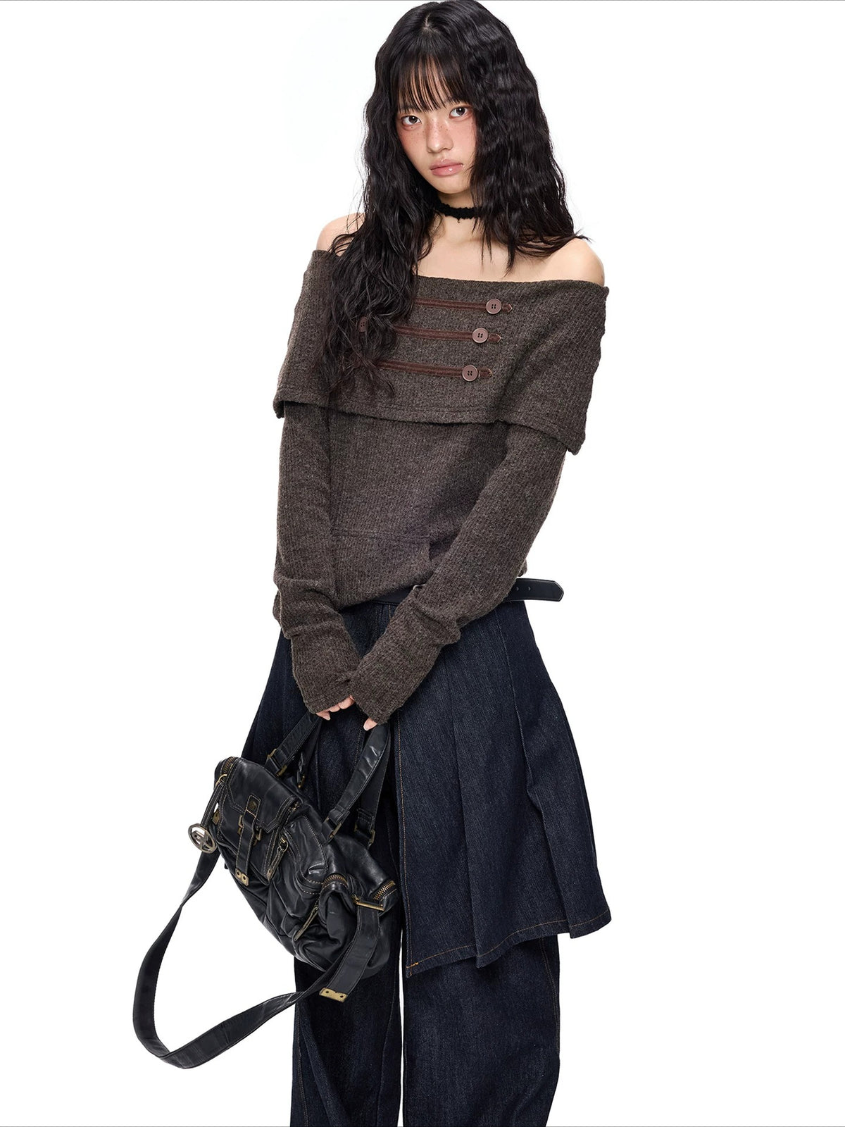 Off-Shoulder Knit Sweater