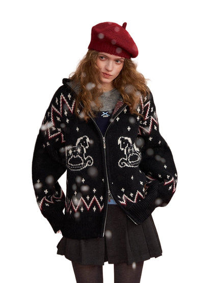 Fair Isle Horse Hooded Cardigan
