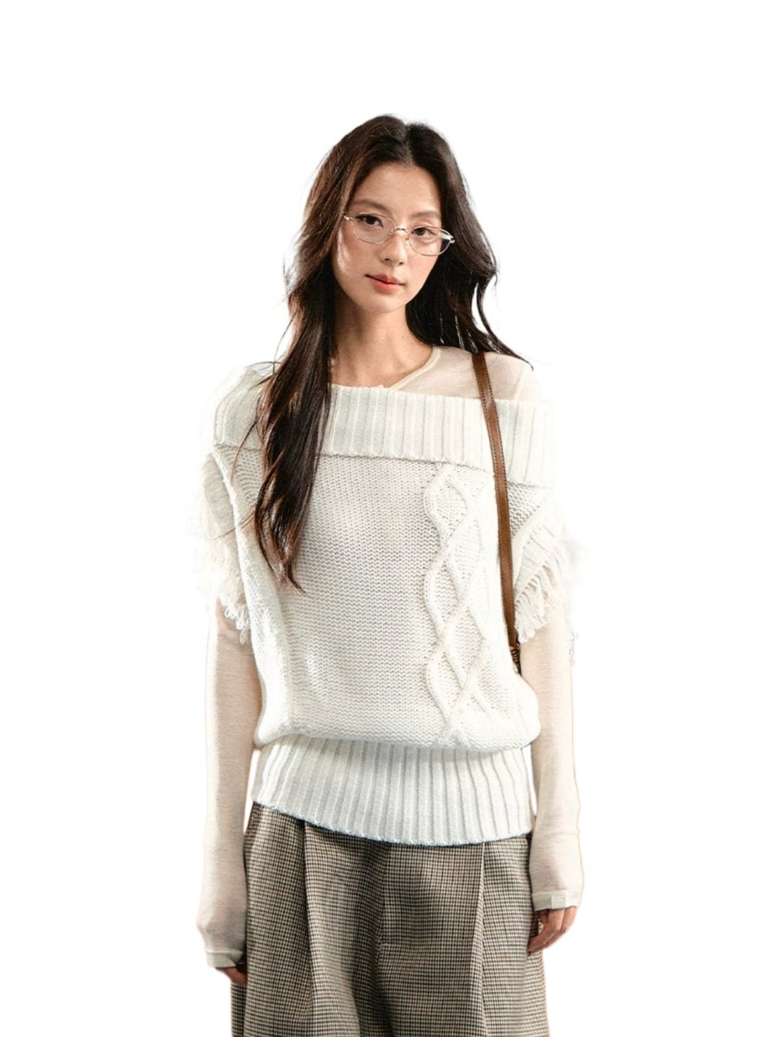 Asymmetric Cable Knit Sweater