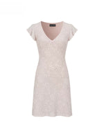 Lace Patchwork Knit V-neck Dress