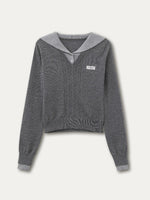 Navy Collar Knit Blouse