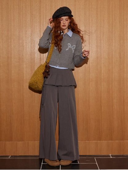 Pleated Layer Wide-Leg Pants