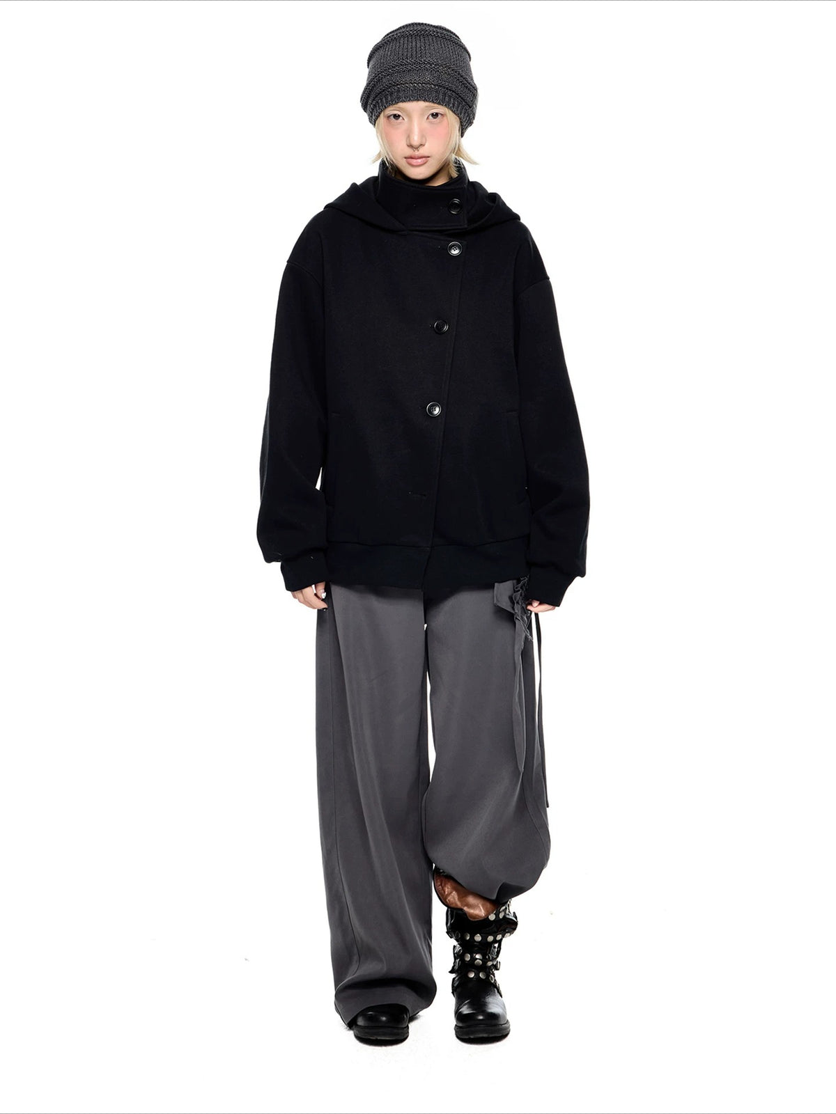 Hooded Wool Blend Jacket
