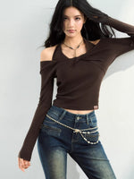 Off-Shoulder Wool Knit Top