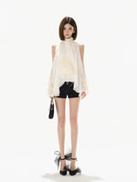 Halter Chiffon Ruffle Blouse