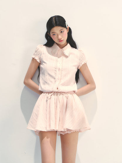 Pink Shirt-style Waist - cinched Dress