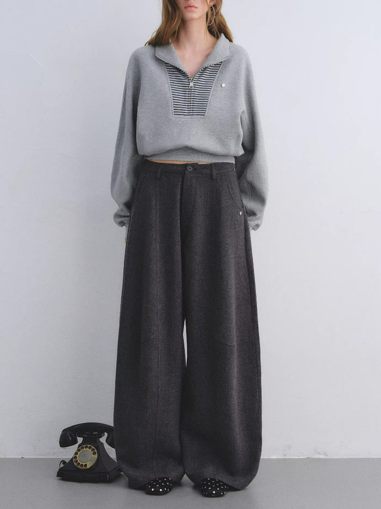 TR Front-Crease Wide-Leg Suit Pants
