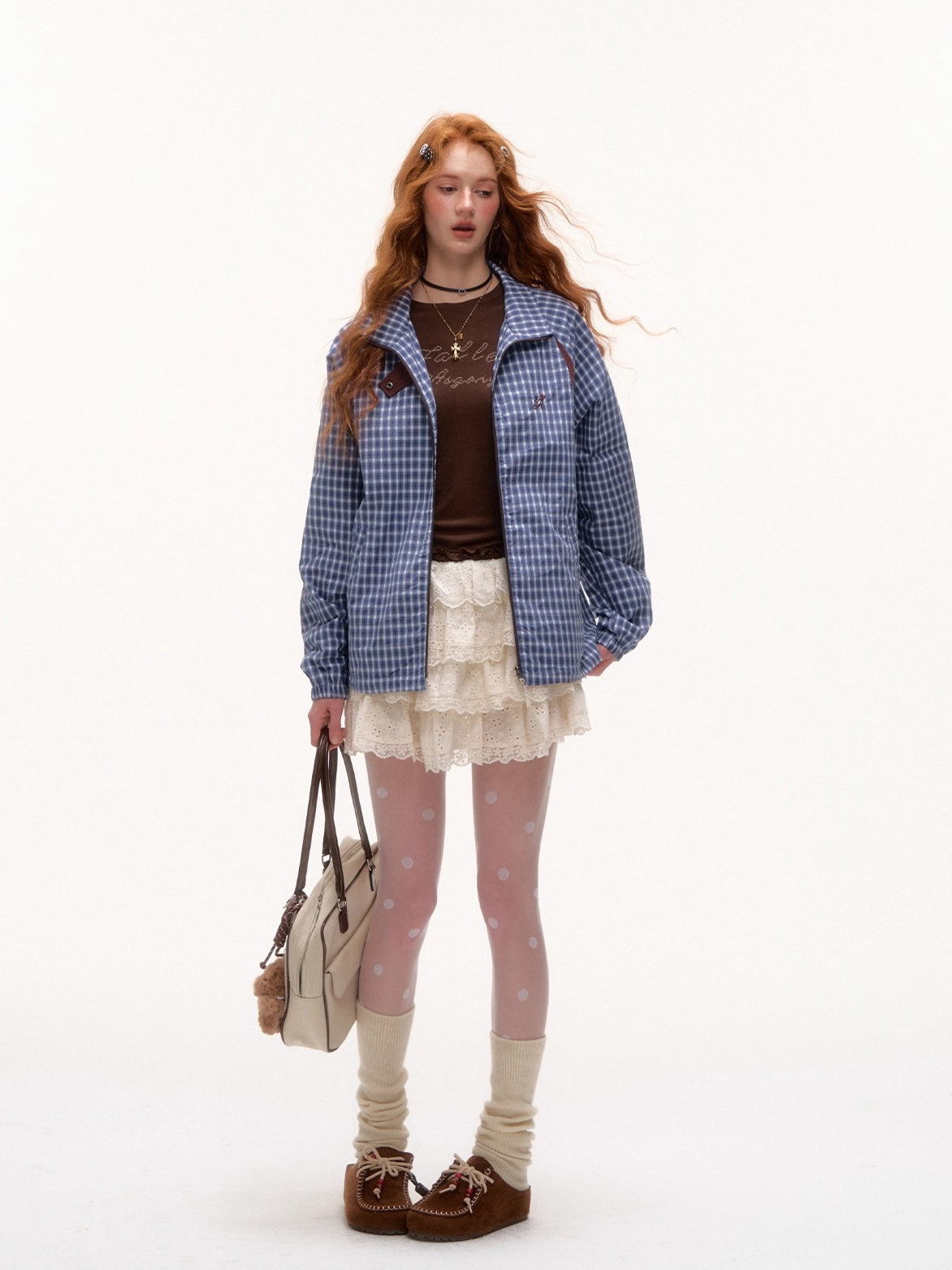 Plaid Contrast Windbreaker Jacket