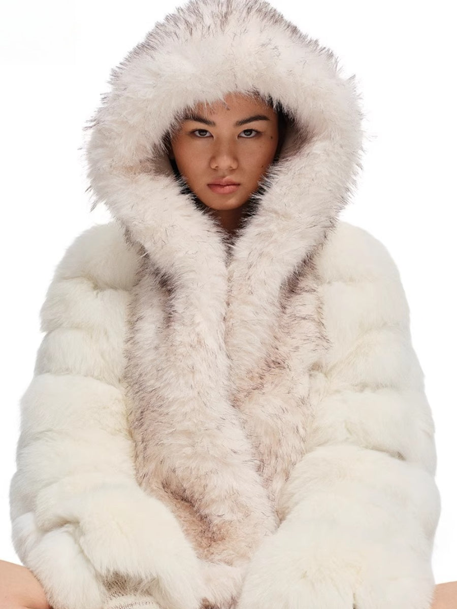 Polar Eco Fox Fur Hooded Scarf Hat
