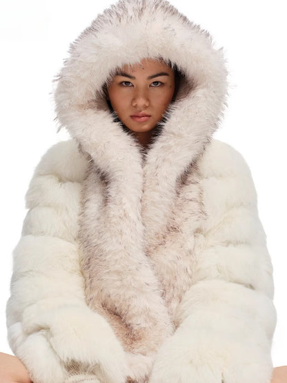 Polar Eco Fox Fur Hooded Scarf Hat