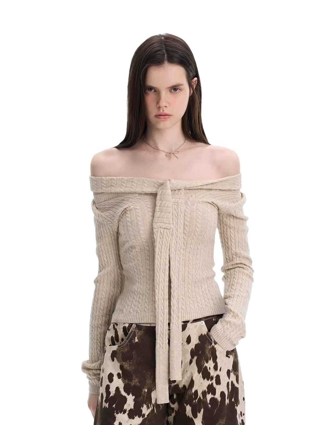 Cable Knit Tie Sweater