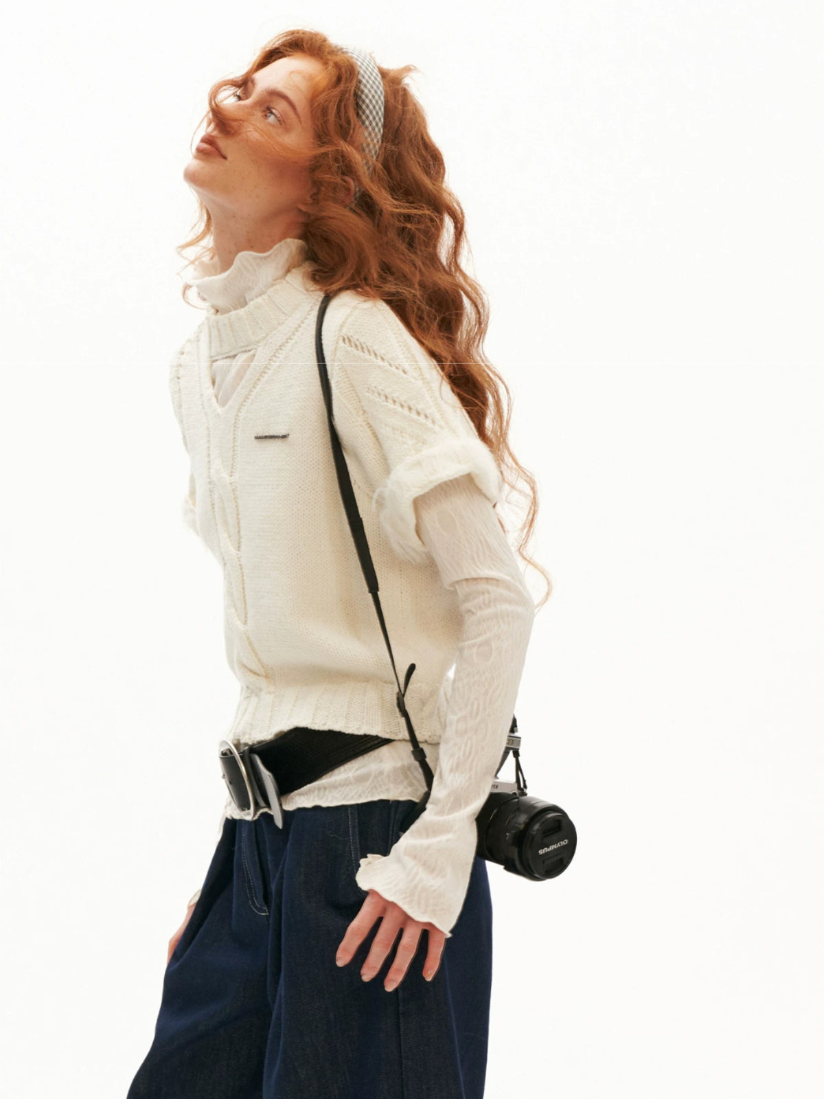 Mock Neck Lettuce-Edge Top
