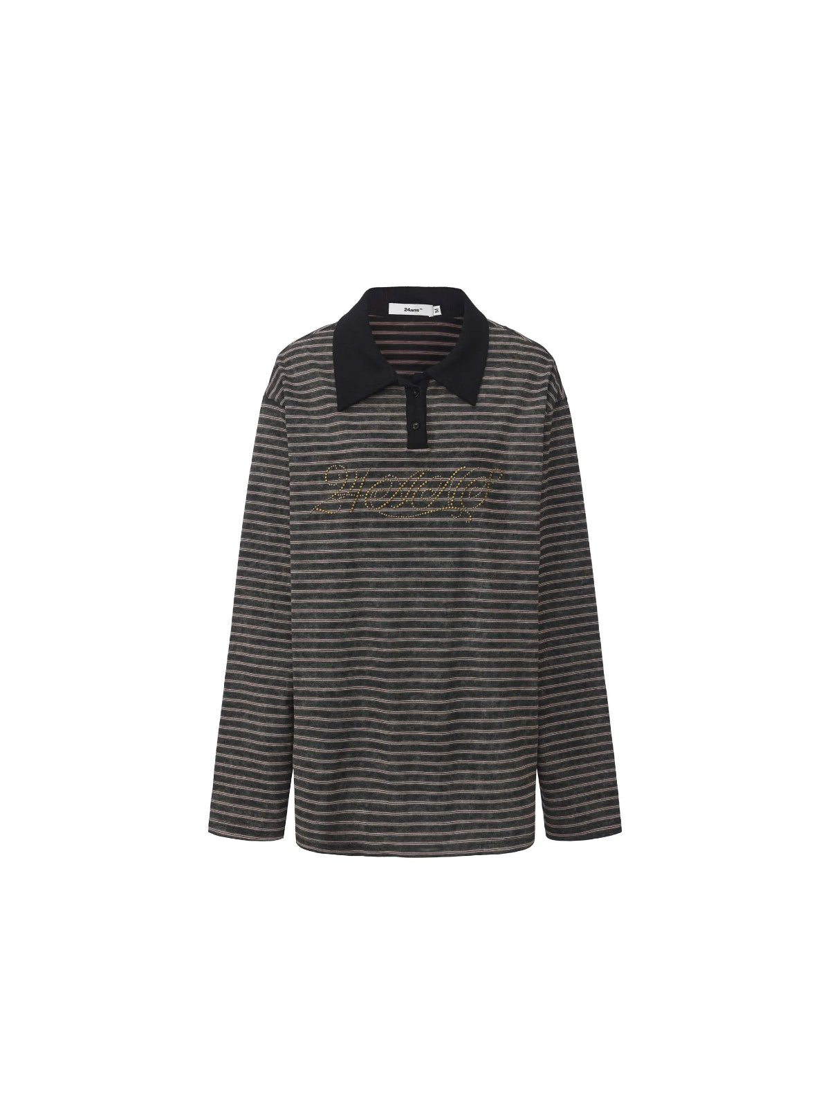 Contrast Stripe Polo Long Sleeve Shirt