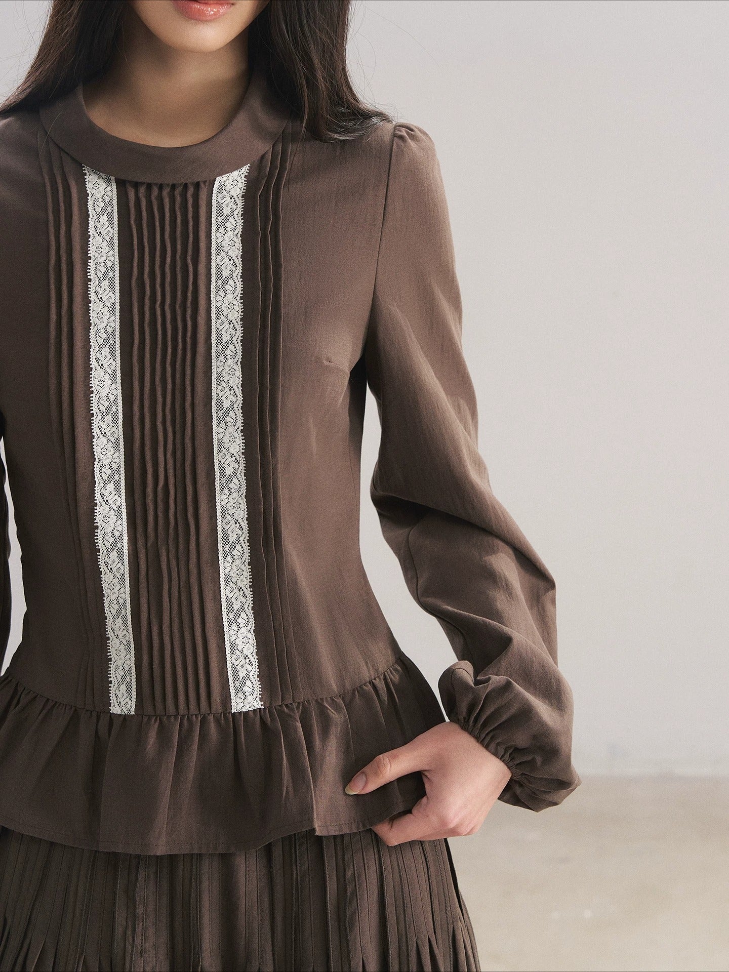 Lace Ruffle Blouse &amp; Skirt Set