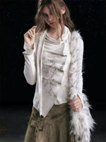 Vintage Graffiti Draped Knit Top