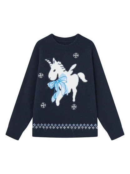 Snowflake Pony Print  Sweater