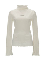 Mock Neck Lettuce-Edge Top