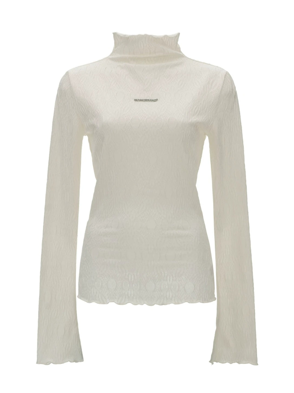 Mock Neck Lettuce-Edge Top
