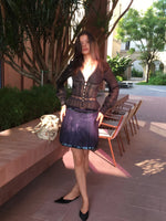 Navy Sequin Pleated Mini Skirt