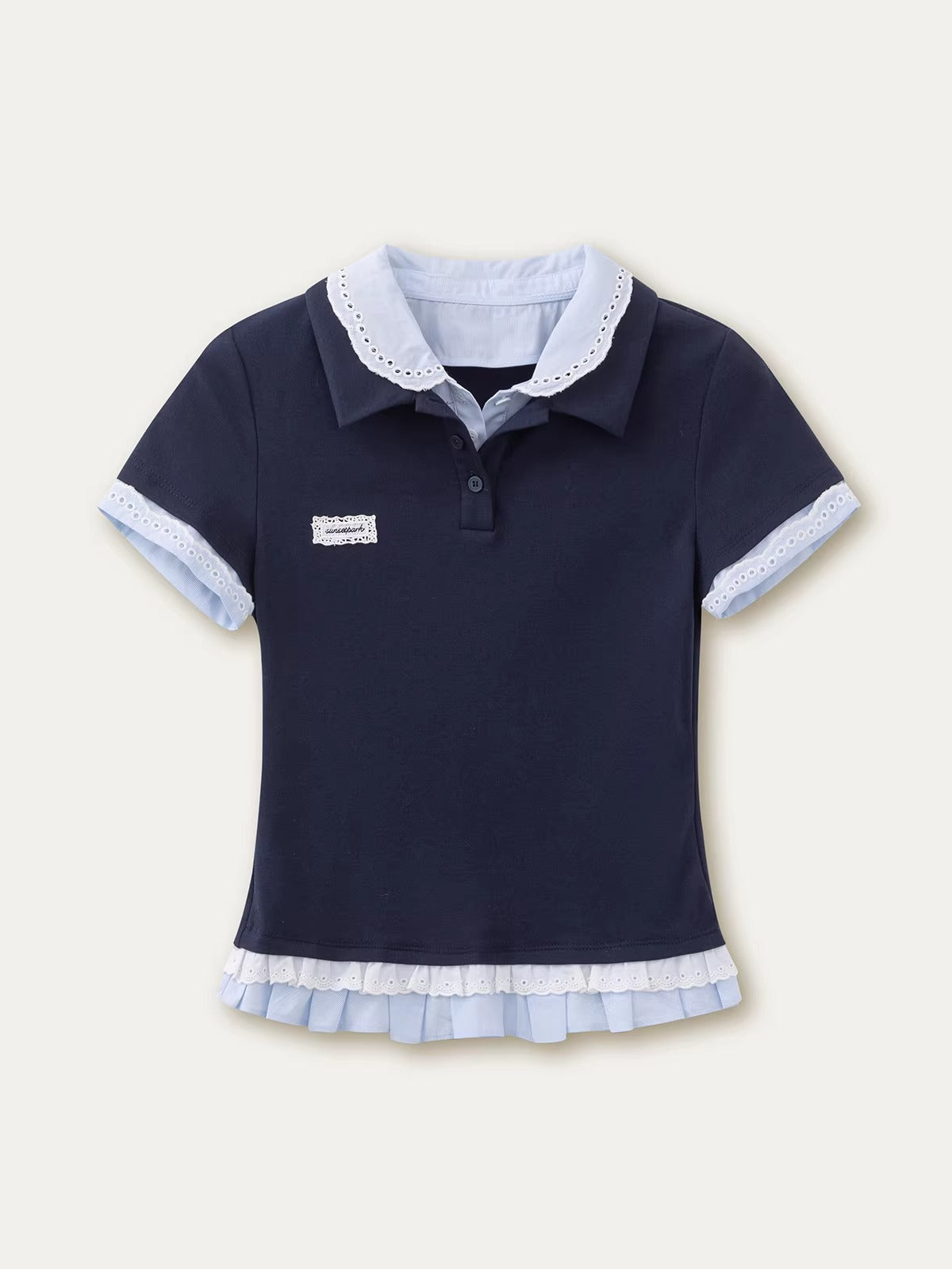 Vintage Layered Polo Knit Tee