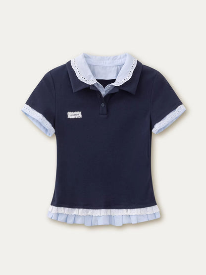 Vintage Layered Polo Knit Tee