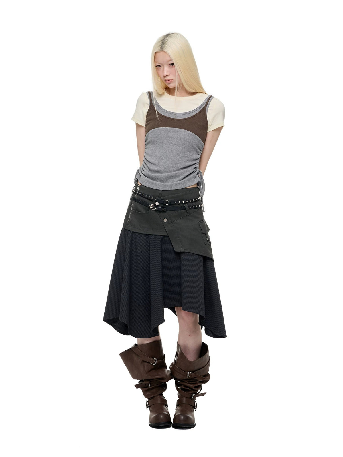 Korean Lace Trim Drawstring T-Shirt
