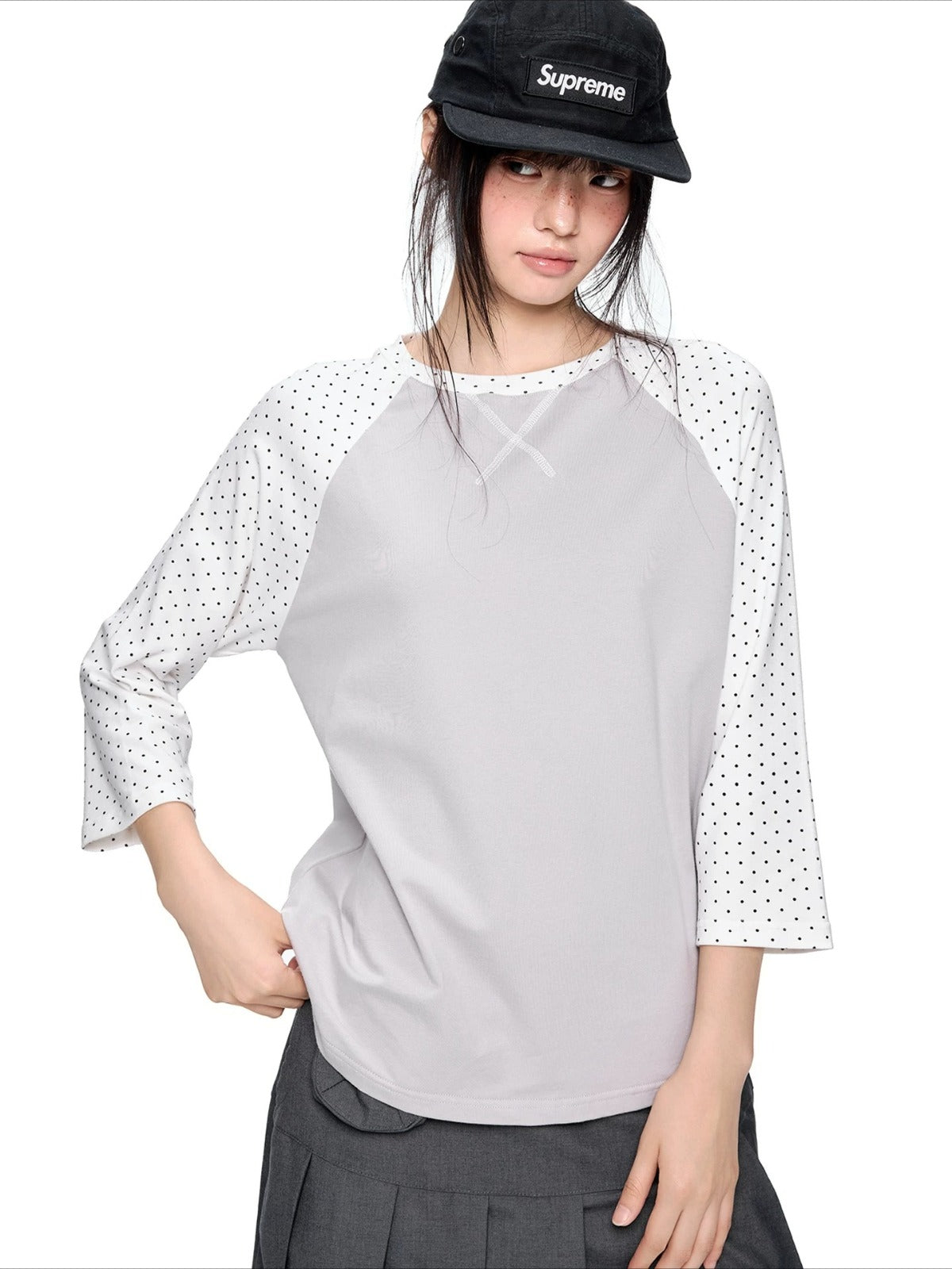 Contrast Stripe Dot Tee
