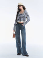 Striped Hooded Cardigan Bandeau Knit Set