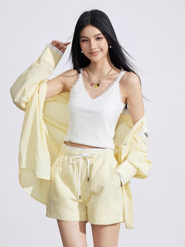 Blue &amp; Yellow Layered Shirt Set