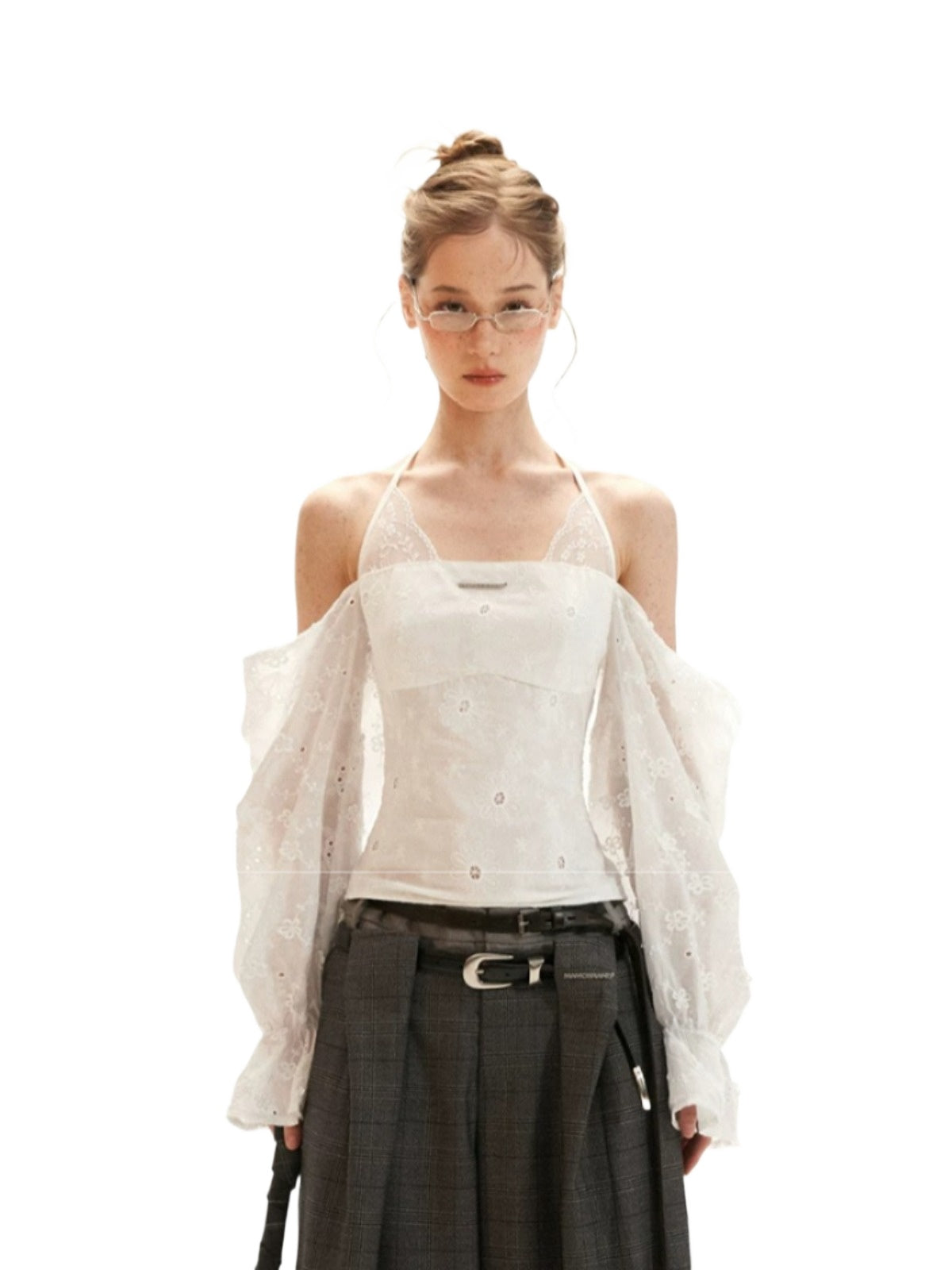 Off-Shoulder Halter Flare Sleeve Blouses