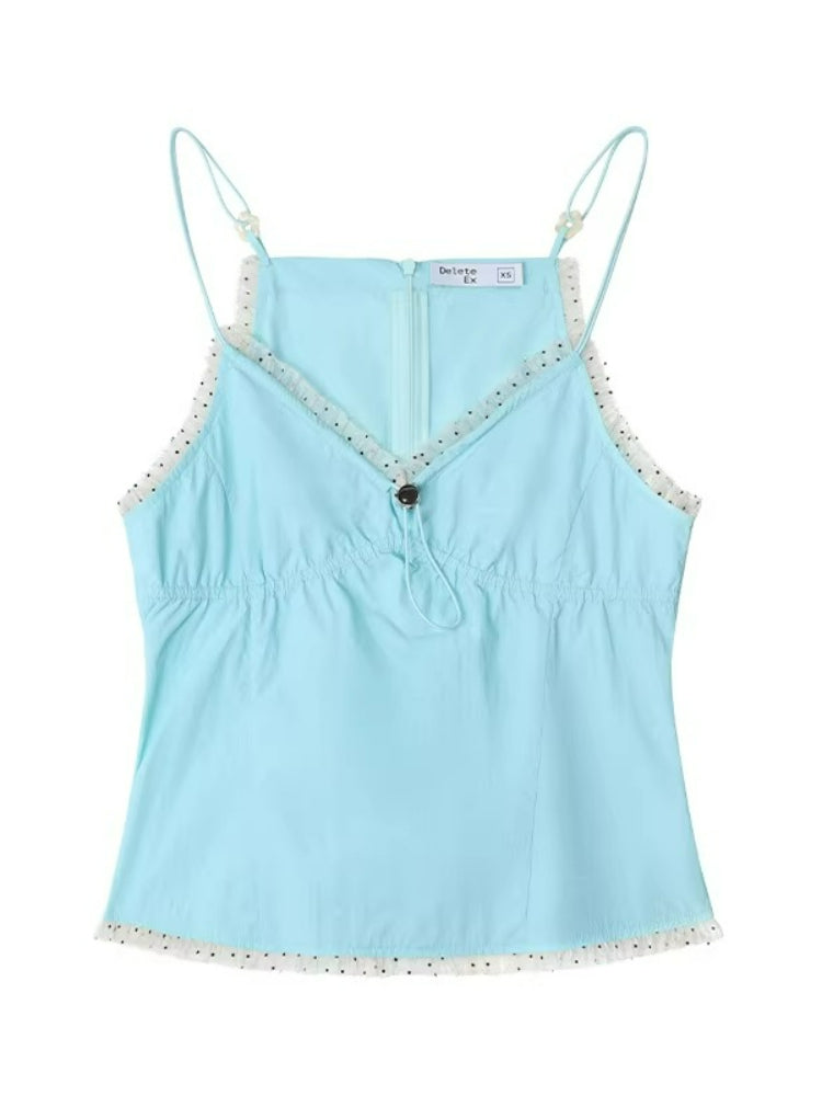 Two-Layer Colorblock Tie-Strap Vest Set