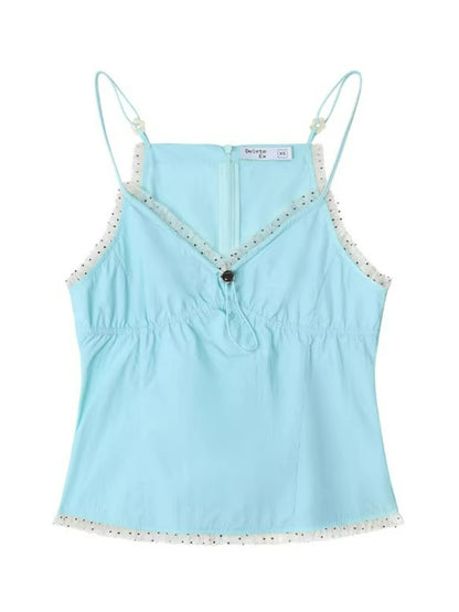 Two-Layer Colorblock Tie-Strap Vest Set