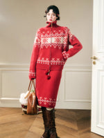 Warm Fabric Color Block Sweater & Skirt Set