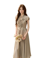 Acetate Ruffle Midi Dress