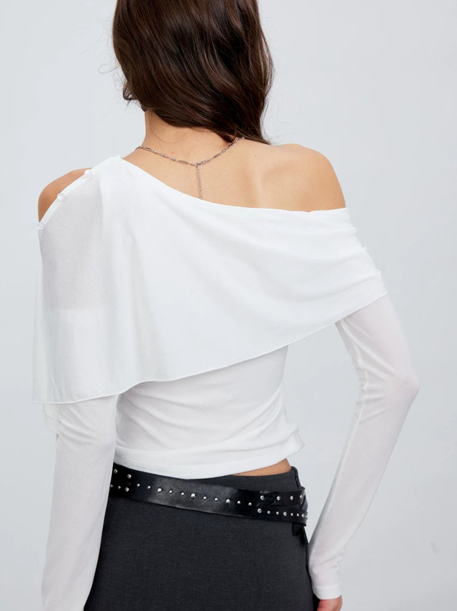Asymmetric Shoulder Draped Top