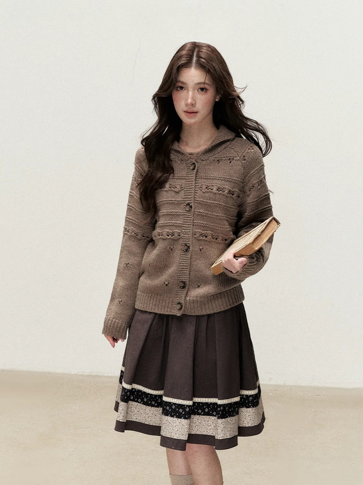 Vintage Shawl Collar Wool-Blend Knit Cardigan