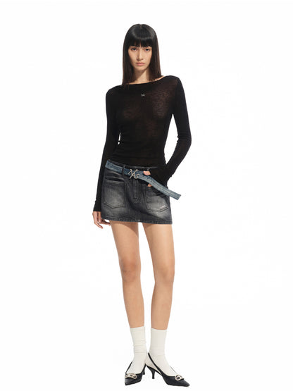 Wool Thin Crew-neck Long-sleeve Top